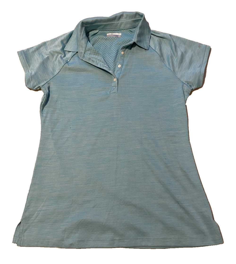 Columbia Womens Polo Shirt Size Medium Light Blue Athletic Hiking Outdoorsy Top